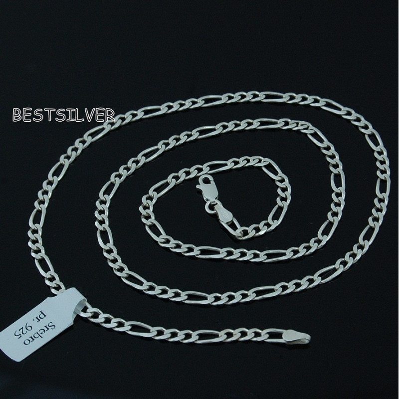 Srebrny FIGARO łańcuch łańcuszek 60cm 60 cm