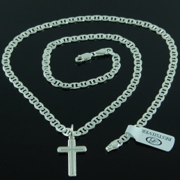 Łańcuszek Srebrny Marina Gucci 55cm 4,5mm + krzyżyk męski Srebro