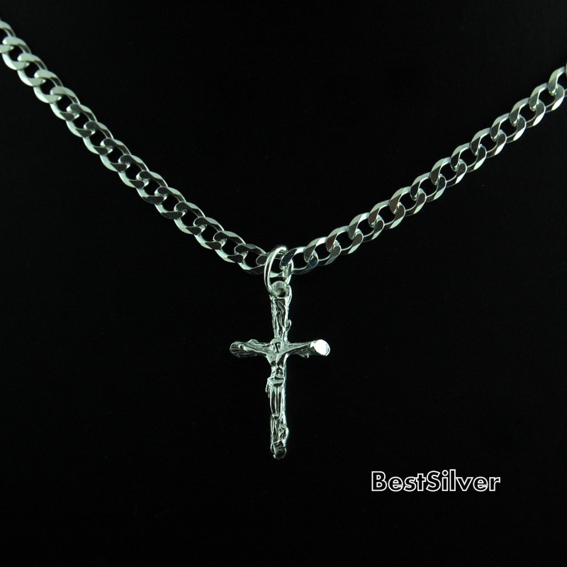 Krzyżyk Srebrny Gałąź z Panem Jezusem SREBRO pr 925