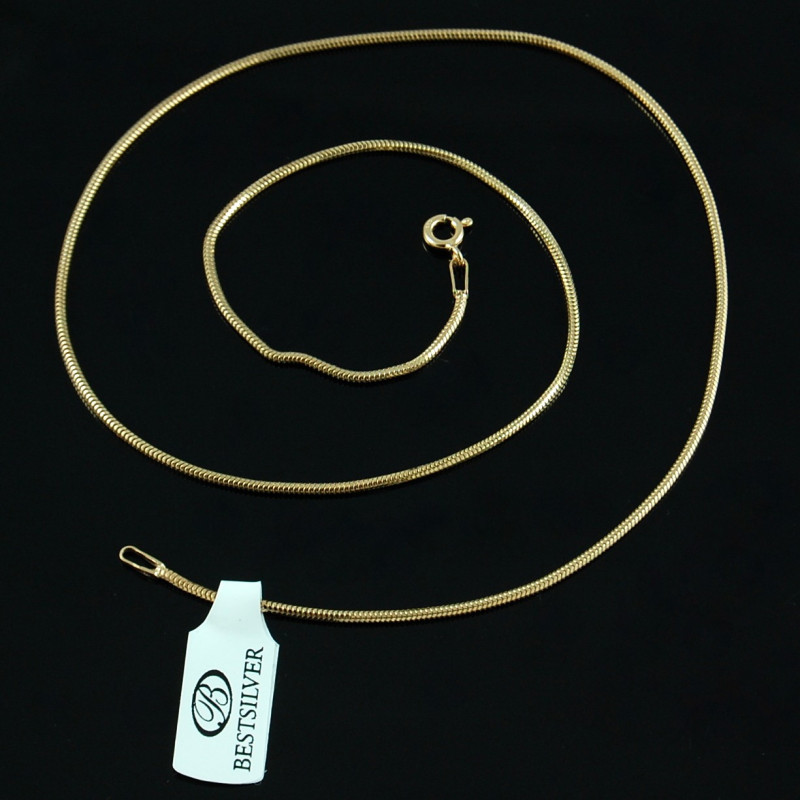 Łańcuszek Żmijka 1,5mm Pozłacana 50cm Złocona biżuteria srebrna