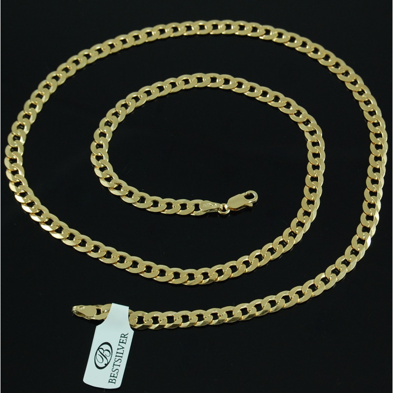Łańcuszek srebrny pancerka 55cm 5,3mm Pozłacany 24k