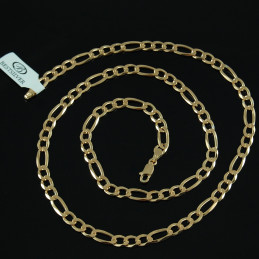 Łańcuszek Srebrny pozłacany 55cm Figaro 5,3mm Srebro złocone
