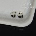 Kolczyki Srebrne dziecięce Panda na sztyft przy uchu Srebro