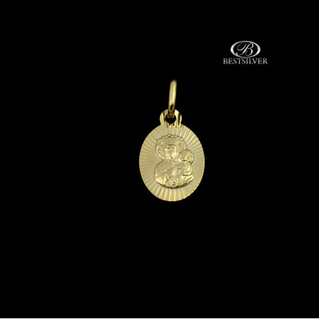 Złoty medalik owalny z Matką Boską Złoto pr.333