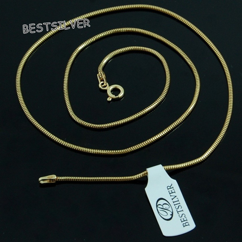 Łańcuszek Żmijka 1,5mm Pozłacana 45cm Złocona biżuteria srebrna