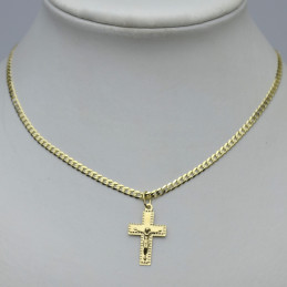 Łańcuszek Złoty Pancerka 50cm 3mm + krzyżyk z P. Jezusem nr1 Złoto pr 585