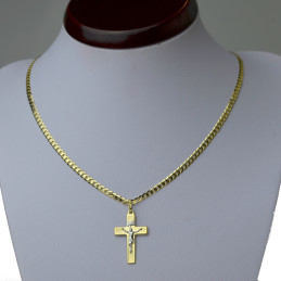 Męski Komplet złoty pancerka 50cm lub 55cm + krzyżyk dwukolor z Panem Jezusem 585