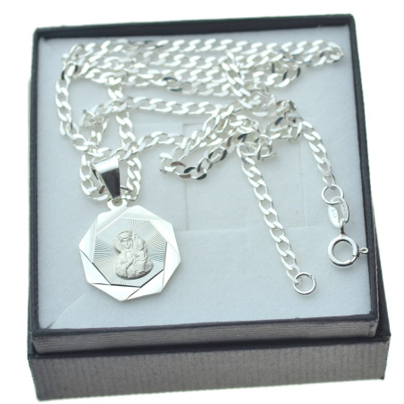 Komplet biżuterii srebrnej łańcuszek z medalikiem Matki bożej z Częstochowy Srebro 925