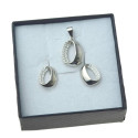 Komplet srebrnej biżuterii owale z cyrkoniami srebro 925 KMP088