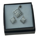 Komplet biżuterii srebrnej ażurowe kwadraty kmp018 srebro 925