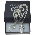 Męski komplet biżuterii męskiej łańcuszek srebrny pancerka 50cm + krzyżyk z Jezusem