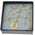 Złoty komplet łańcuszek + medalik okrągły matka boża częstochowska 585 kmp091