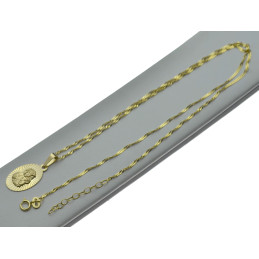 Złoty komplet łańcuszek + medalik owalny matka boża częstochowska 585 kmp092