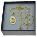 Złoty komplet łańcuszek + medalik owalny matka boża częstochowska 585 kmp092