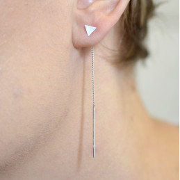 Kolczyki srebrne przeciągane z trójkątem przy uchu Srebro 925