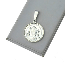Medalik srebrny duży okrągły Jan Paweł II srebro 925