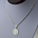 Srebrny komplet męski łańcuszek z okrągłym medalikiem Jan Paweł II