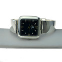 Zegarek srebrny z czarną kwadratową tarczą zeg056
