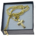 Złoty komplet łańcuszek + krzyżyk z Jezusem 333 kmp097