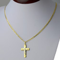 Złoty komplet łańcuszek + krzyżyk z P.Jezusem 333 kmp102