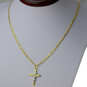 Złoty komplet łańcuszek + krzyżyk z Jezusem INRI kmp103