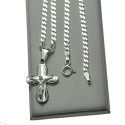 Łańcuszek srebrny pancerka + krzyżyk z Jezusem kr050 srebro 925