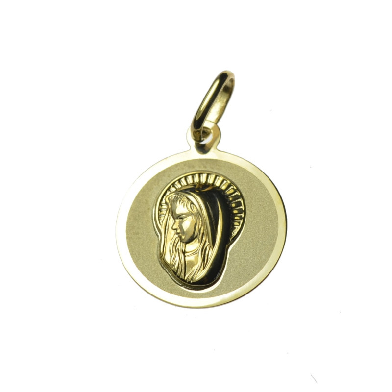 Medalik złoty z matką boską okrągły złoto 585 zaw051