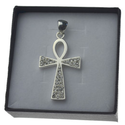 Krzyżyk srebrny duży z białymi cyrkoniami zaw064