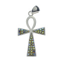 Krzyżyk srebrny duży z kolorwymi cyrkoniami AB zaw064