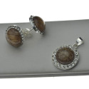 Komplet srebrnej biżuterii kolczyki + zawieszka AGAT srebro 925 kol125