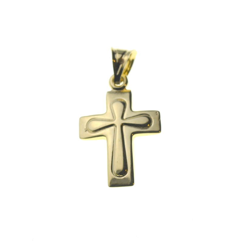 Zawieszka męska krzyżyk złoty gładki dwustronny pr.585