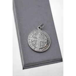 Medalik srebrny św Benedykta dwustronny Medalion duży med024