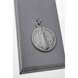 Medalik srebrny św Benedykta dwustronny Medalion duży med024
