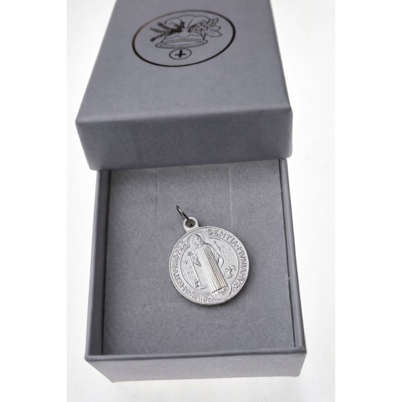 Medalik srebrny św Benedykta dwustronny Medalion duży med024
