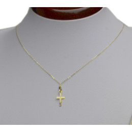 Złoty Łańcuszek z krzyżykiem promienie Złoto 585 Na KOMUNIE Chrzest dla chłopca
