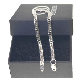 Bransoletka srebrna damska gęsty splot podwójna pancerka rombo 19cm srebro 925