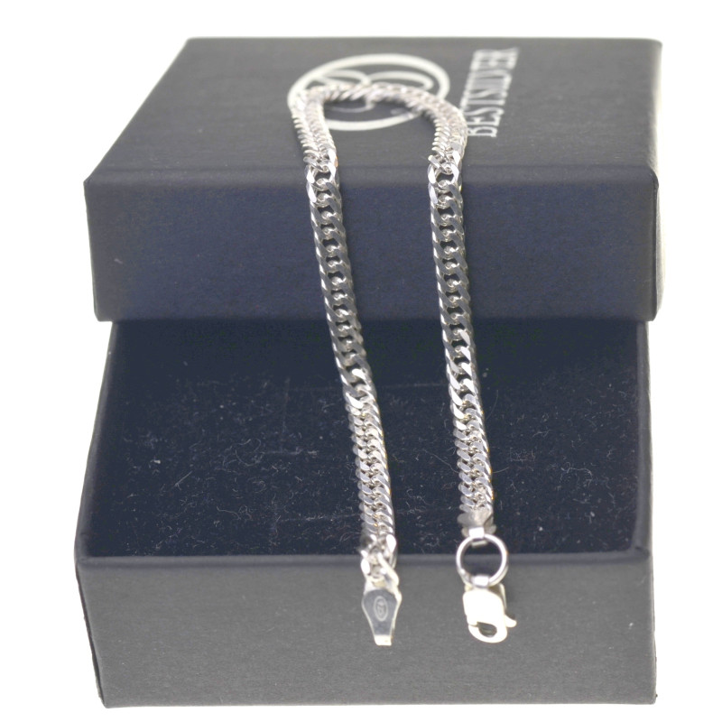 Bransoletka srebrna damska gęsty splot podwójna pancerka rombo 19cm srebro 925