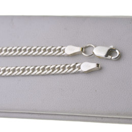 Bransoletka srebrna damska gęsty splot podwójna pancerka rombo 19cm srebro 925