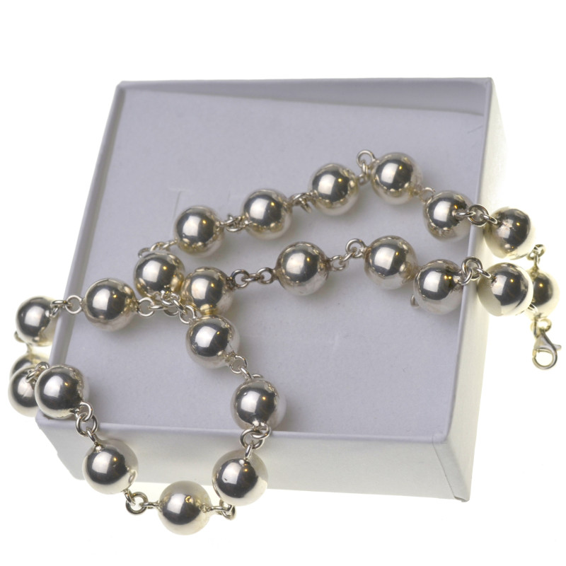 Naszyjnik srebrny damski kulki 44cm 10mm kulka Srebro 925