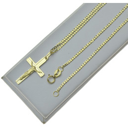ŁAŃCUSZEK złoty 45cm modny krzyżyk z Panem Jezusem 585 na Komunie Chrzest kmp048