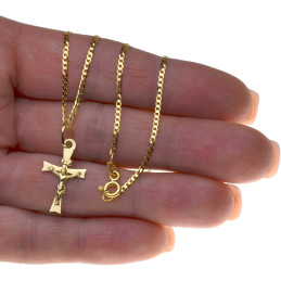 ŁAŃCUSZEK PEŁNY Złoto 585 50CM + krzyżyk z Panem Jezusem KOMPLET kmp049