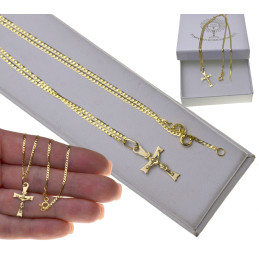 ŁAŃCUSZEK PEŁNY Złoto 585 50CM + krzyżyk z Panem Jezusem KOMPLET kmp049