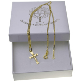 ŁAŃCUSZEK PEŁNY Złoto 585 50CM + krzyżyk z Panem Jezusem KOMPLET kmp049