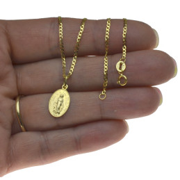 ŁAŃCUSZEK ZŁOTY 50cm + medalik duży cudowny KOMPLET 585 Matka Boża NMP złoto kmp050