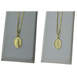 ŁAŃCUSZEK ZŁOTY 50cm + medalik duży cudowny KOMPLET 585 Matka Boża NMP złoto kmp050