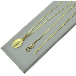 ŁAŃCUSZEK ZŁOTY 50cm + medalik duży cudowny KOMPLET 585 Matka Boża NMP złoto kmp050