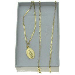 ŁAŃCUSZEK ZŁOTY 50cm + medalik duży cudowny KOMPLET 585 Matka Boża NMP złoto kmp050